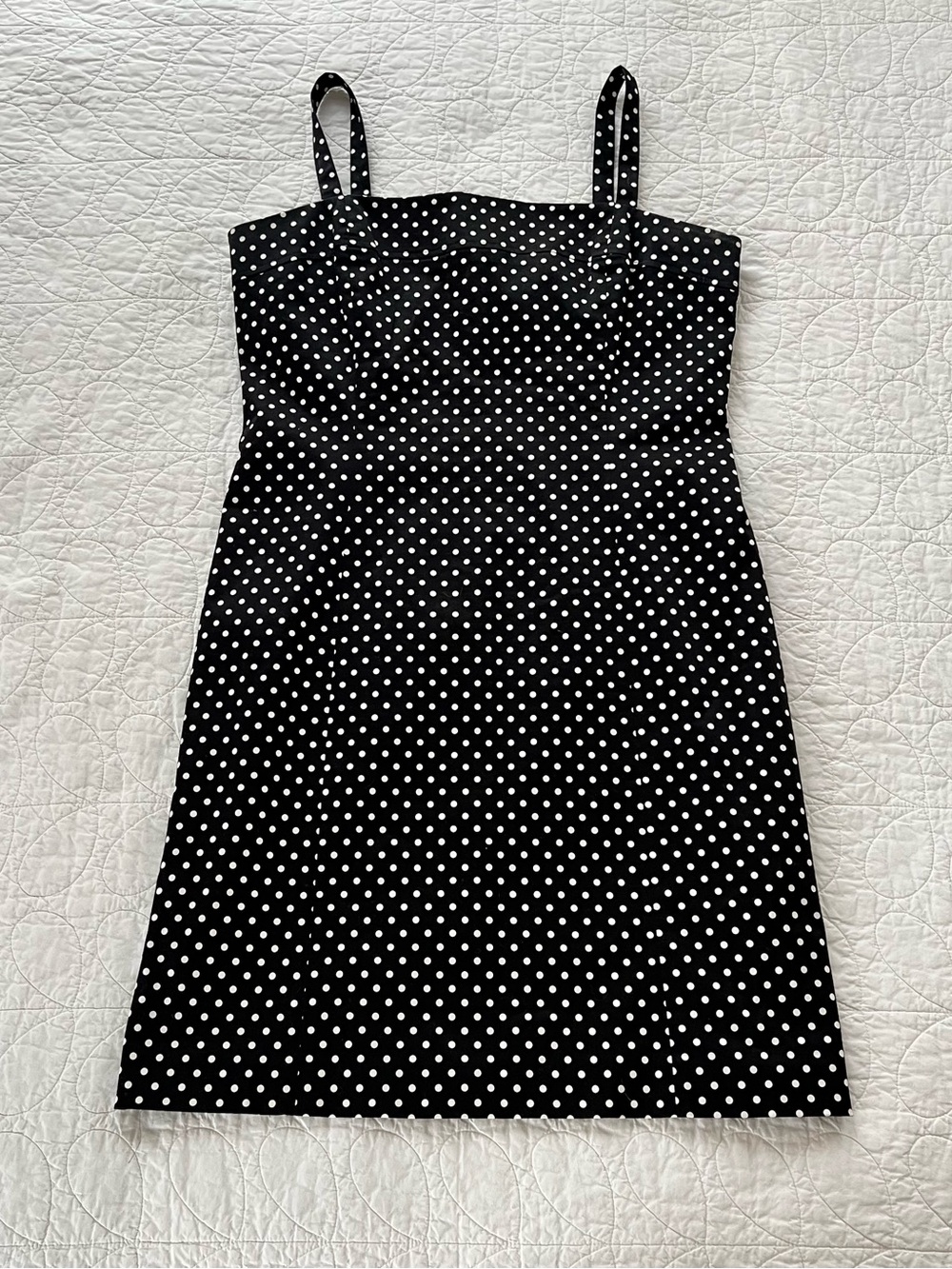 Tahari Black & White Polka Dot Midi Dress - Classic 50s Style Rockabilly Retro